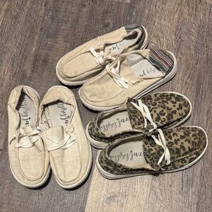 Set of Casual Canvas and Leopard Print Shoes